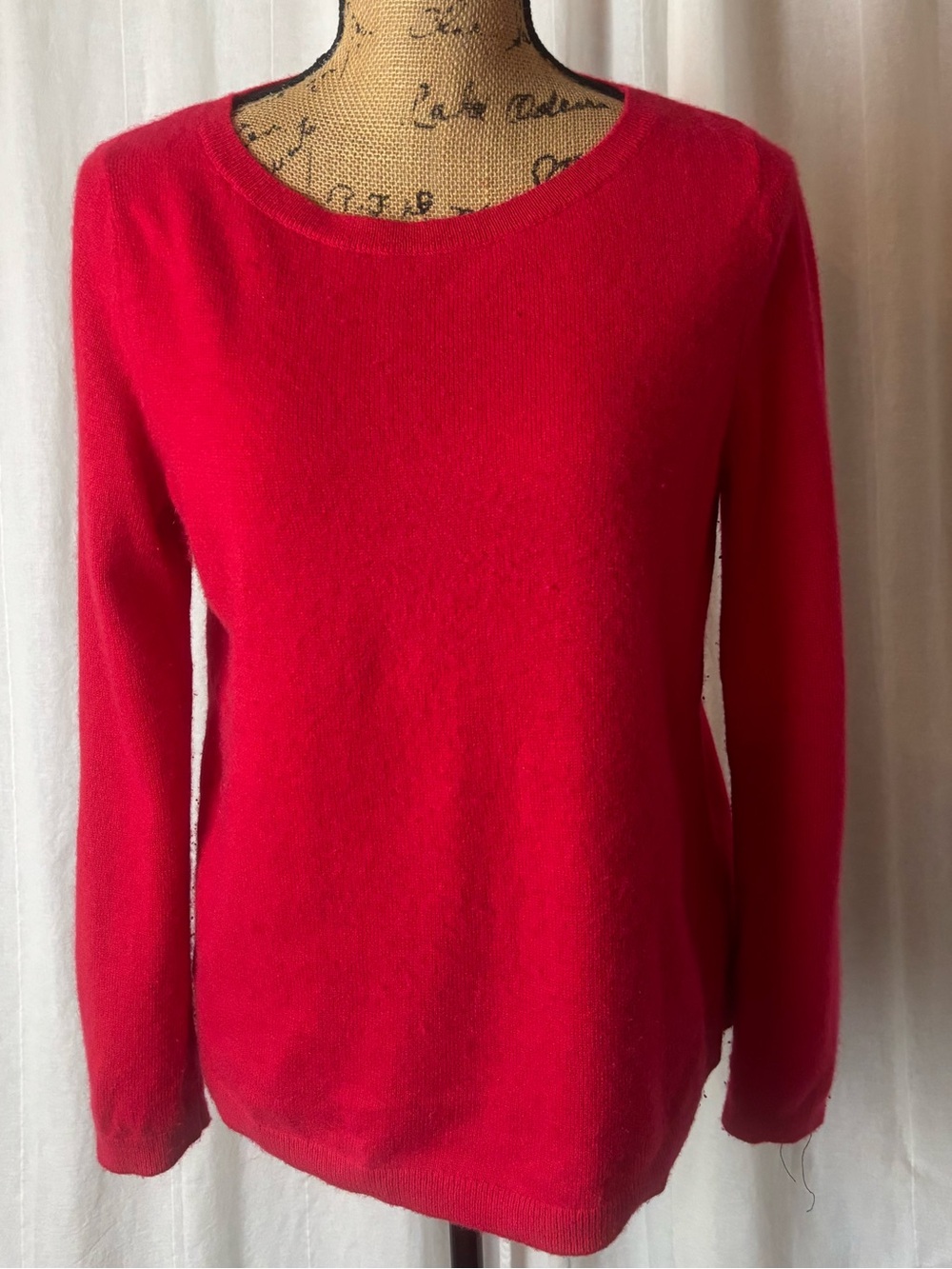 Lands End 100% Cashmere Crew Neck Pullover Sweater Red M Petite (12-10)